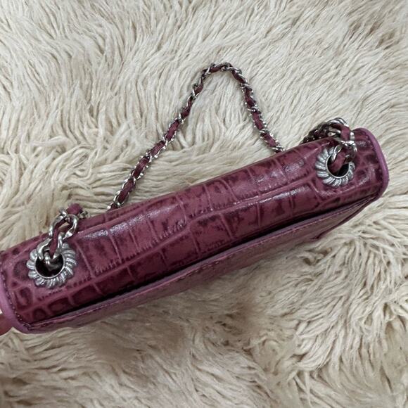 Judith Ripka Pink Croc Embossed Leather Mini Bag - Picture 7 of 8